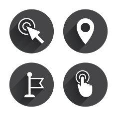 Mouse cursor icon Hand or Flag pointer symbols N14