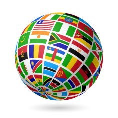 Flags globe Africa
