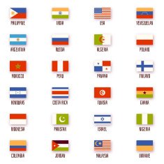 Vector set of fags philippine india argentina russia morocco peru N2