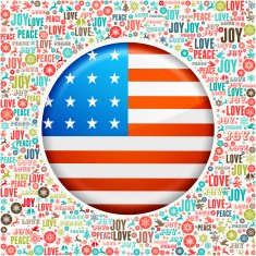 U S Flag on Holiday Christmas Background Pattern