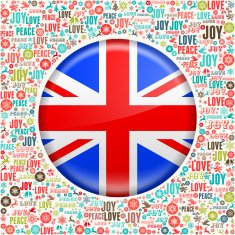 U K Flag on Holiday Christmas Background Pattern
