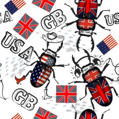 Vector seamless wallpaper pattern with bug hipsters colored in G