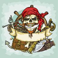 Pirate Skull logo design vector illustrations with space for text