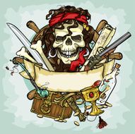 Pirate Skull logo design vector illustrations with space for text N2