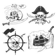 Labels pirate theme hand drawing