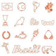 orange brazil outline icons and symbols set eps10 N2