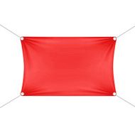 Red Blank Empty Horizontal Rectangular Banner with Corners Ropes