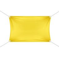 Yellow Blank Empty Horizontal Rectangular Banner with Corners Ropes