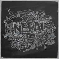 Nepal country hand lettering and doodles elements