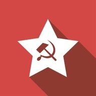 sickle hammer icon with a long shadow