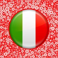 Italian Flag on Red Snowflake Background