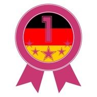Pink Number 1 with five stars and the German flag