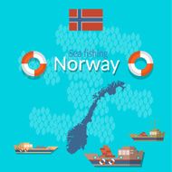 Norway flag map fishing tourism travel shipping salmon f