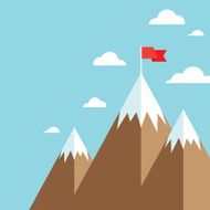 flag on mountain success goal achievement business concept winning of