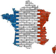 France map on a brick wall