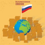 Russia business on yellow background design vector