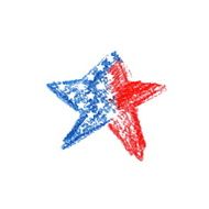 Watercolor star with american flag Vector N2