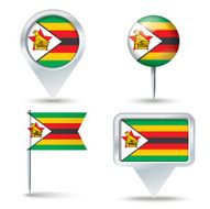 Map pins with flag of Zimbabwe