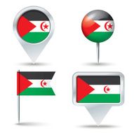 Map pins with flag of Western Sahara