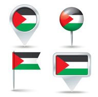 Map pins with flag of West Bank