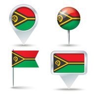 Map pins with flag of Vanuatu