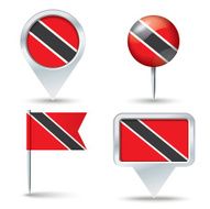 Map pins with flag of Trinidad and Tobago