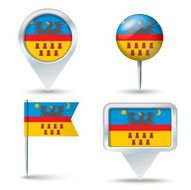 Map pins with flag of Transylvania