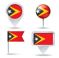 Map pins with flag of Timor-Leste