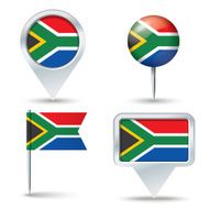 Map pins with flag of South Africa