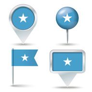 Map pins with flag of Somalia