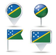 Map pins with flag of Solomon Islands