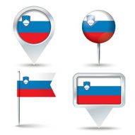 Map pins with flag of Slovenia