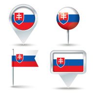 Map pins with flag of Slovakia