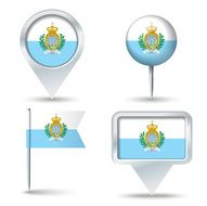 Map pins with flag of San Marino
