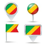 Map pins with flag of Republic Congo