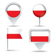Map pins with flag of Poland