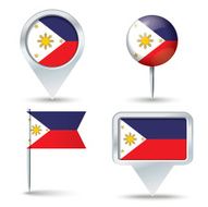 Map pins with flag of Philippines