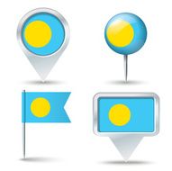 Map pins with flag of Palau