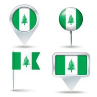 Map pins with flag of Norfolk Island