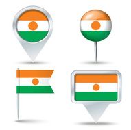 Map pins with flag of Niger