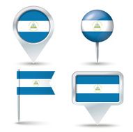 Map pins with flag of Nicaragua
