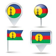 Map pins with flag of New Caledonia