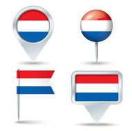 Map pins with flag of Netherlands N2
