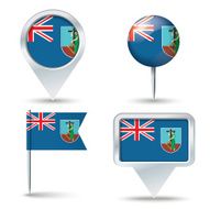 Map pins with flag of Montserrat