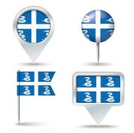 Map pins with flag of Martinique
