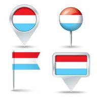Map pins with flag of Luxembourg