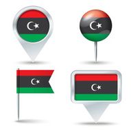 Map pins with flag of Libya