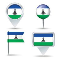 Map pins with flag of Lesotho
