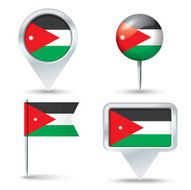 Map pins with flag of Jordan