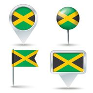 Map pins with flag of Jamaica